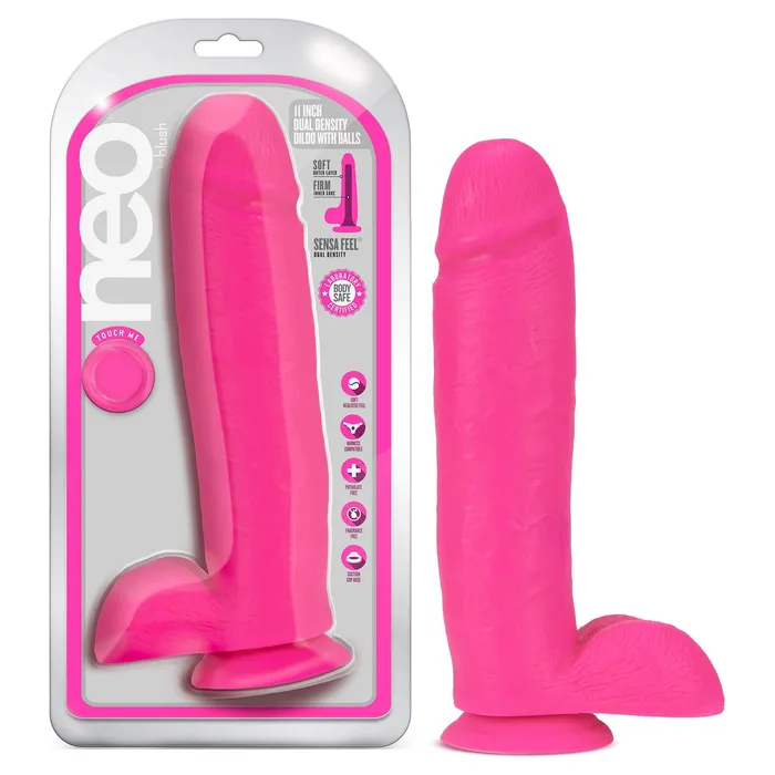 Blush Novelties Dildos Neo 11 Inch Dual Density Dildo Neon Pink Blush Novelties Dildos Neo 11 Inch Dual Density Dildo Neon Pink