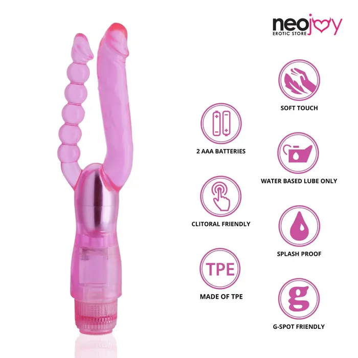 Neojoy Dual Female Massager Dildo Vibrator Multiple Speed Function Soft TPE Pink 7 Inch 18 cm Neojoy Vibrators