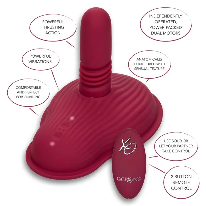 Vibrators California Exotics California Exotics Dual Rider Remote Control Thrust Grind Massager 68 Red