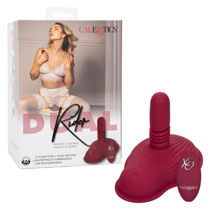 Vibrators California Exotics California Exotics Dual Rider Remote Control Thrust Grind Massager 68 Red