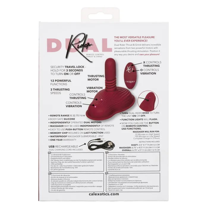 Vibrators California Exotics California Exotics Dual Rider Remote Control Thrust Grind Massager 68 Red