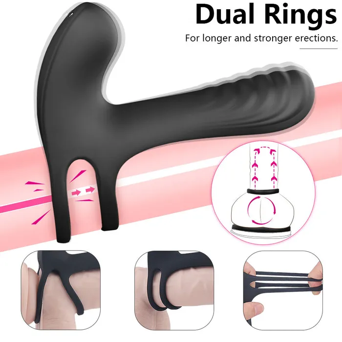 Couples YoYoLemon YoYoLemon Vibrating Penis Ring with Double Ring Cock Ring with Dual Vibrator for GSpot and Clitoris for Couples Adult Sex Toys