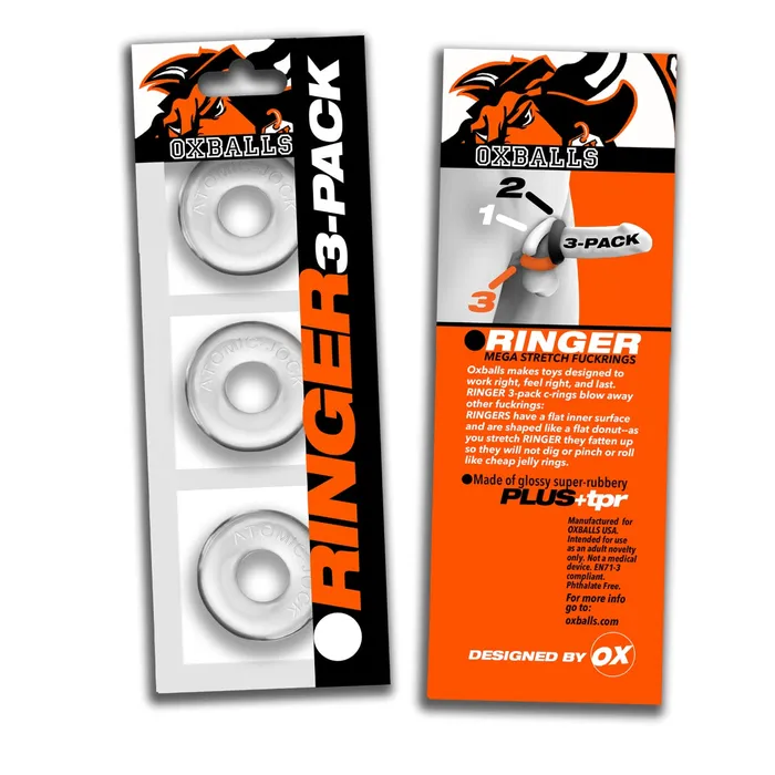 Male Sex Toys Oxballs Oxballs Ringer Cock Ring 3 Pack Clear