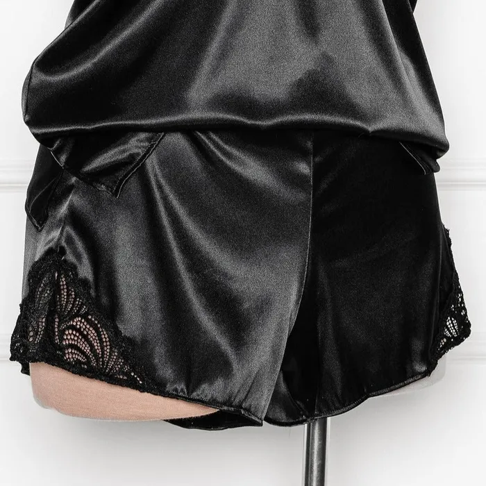 Mentionables Anal Satin Lace Shorts Black