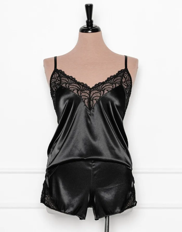 Mentionables Anal Satin Lace Shorts Black