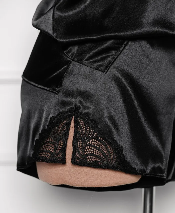Mentionables Anal Satin Lace Shorts Black