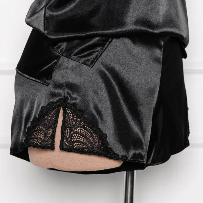 Mentionables Anal Satin Lace Shorts Black