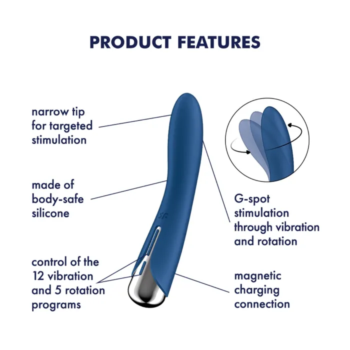 Satisfyer Vibrators Satisfyer Spinning Vibe 1 Rotating Shaft GSpot Vibrator Blue
