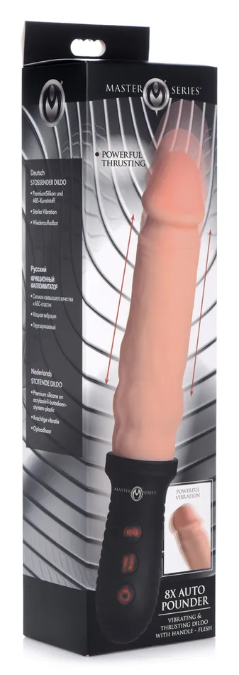 Female Sex Toys 8x Auto Pounder Vibrating and Thrusting Dildo With Handle Flesh XR Brands Master Series Female Sex Toys 8x Auto Pounder Vibrating and Thrusting Dildo With Handle Flesh XR Brands Master Series